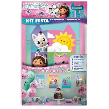Imagem de Kit Festa 24 Pecas Casa Magica Da Gabby Filme - Embalagem com 1 unidade.