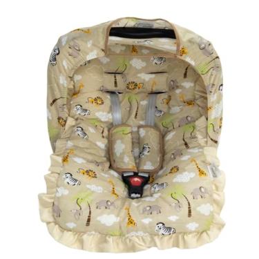 Imagem de Kit Completo para Bebê Conforto – Universal com Capa, Capota e Protetores de Cinto – Tecido 100% Algodão – Confortável e Macio (Safari Caqui)