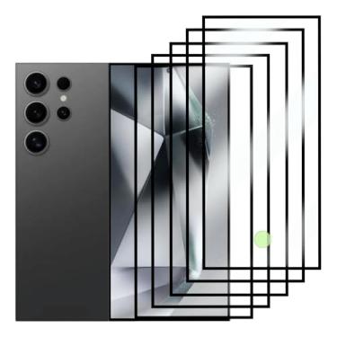 Imagem de Película de Vidro 3D Compatível Samsung Galaxy S24 Ultra 6.8 Polegadas, Kit com 5 Unidades, Proteção Total da Tela