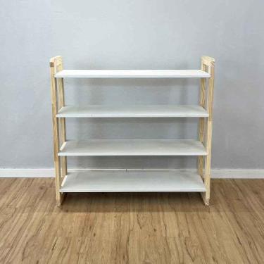 Imagem de Aparador de Madeira Pinus Linea de 4 Prateleiras Ample Branco e Natura