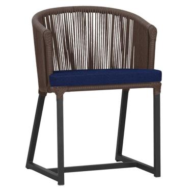 Imagem de Cadeira De Jantar Noronha Alumínio Preta E10 Trama  Marrom