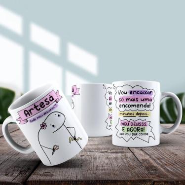 Imagem de Caneca De Porcelana 325ml Flork Profissões Feminino Artesã
