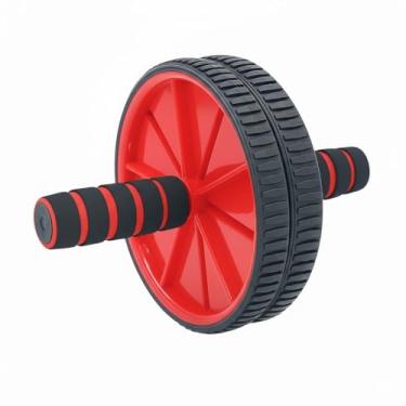 Imagem de Roda de Exercício Abdominal e Lombar com Tapete Antiderrapante – Fortalecimento Muscular, Fitness e Academia (Vermelho)