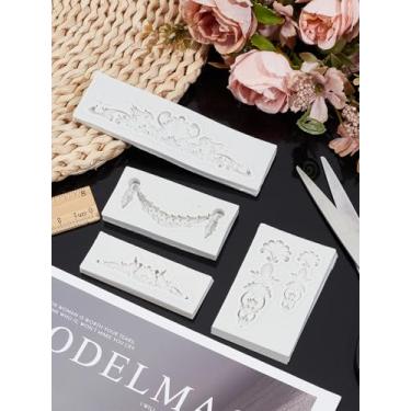 Imagem de 4 peças de moldes de silicone cinza, moldes vintage de fundição de resina Gesso, formas mistas, suprimentos artesanais para sabonetes, projetos de artesanato, decoração de exibição de escritório em
