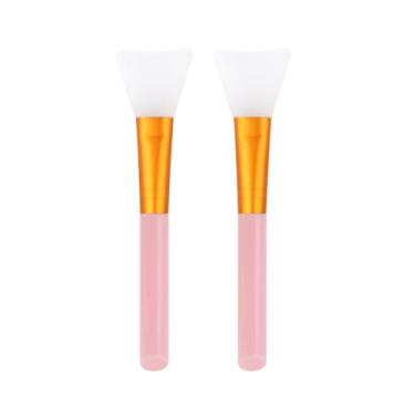 Imagem de 2 pincéis de máscara facial de silicone, lama facial para aplicar máscara facial, loção corporal ferramentas de beleza aplicador de pincéis de maquiagem (rosa)