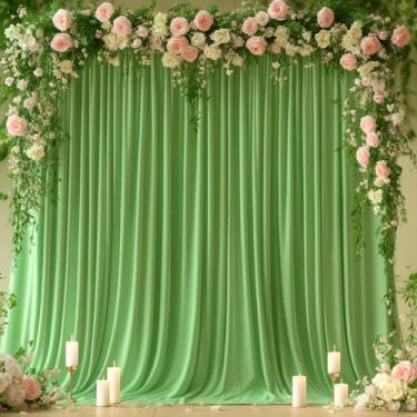 Imagem de Pano de fundo PARTISKY, verde sálvia, 244x305 cm, cortinas sem rugas