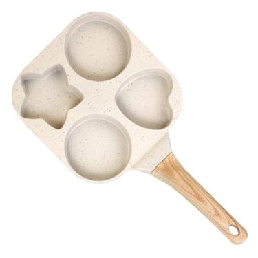 Imagem de Frigideira pequena com design em forma de coração, mini frigideira de pedra, café da manhã, frigideira antiaderente com 4 furos, panqueca de liga de alumínio, compatível com indução