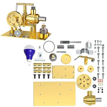 Imagem de Fundiyengdi Hot Air Stirling Engine Model Kit, DIY Metal Balance Stirling Steam Engine Model That Works, Mechanical Electricity Power Generator Model Learning Physics Model