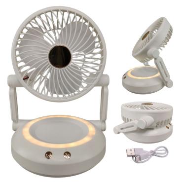 Imagem de Ventilador Mesa Dobravel 3 Velocidades Portatil Luz Led Usb Verao Sol Calor Decoraçao Escrivaninha Penteadeira