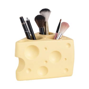 Imagem de Porta-canetas Porta-lápis de resina Organizador de mesa em forma de queijo