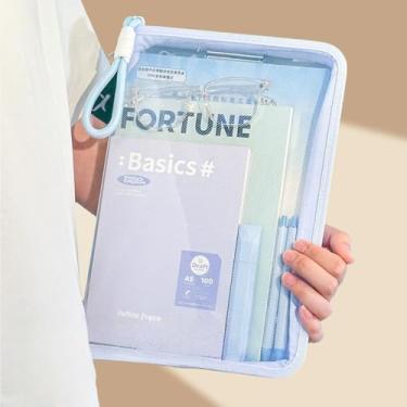 Imagem de Bolsa impermeável com zíper tamanho A4 com clipe para livros, bolsa de leitura transparente para sala de aula, pasta de arquivo expansível para armazenar documentos, livros, lição de casa, material