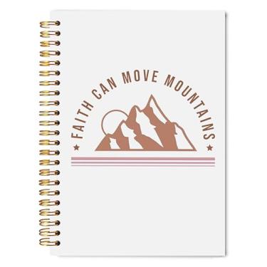 Imagem de Welshower Caderno cristão inspirador Faith Can Move Mountains 13 x 20 cm, cadernos bíblicos Boho para anotações, escrituras religiosas, capa dura, caderno espiral