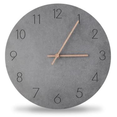 Imagem de Relógio de parede de madeira alimentado por bateria, movimento de quartzo silencioso, design simples nórdico, ideal para casa e escritório