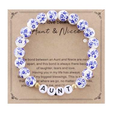 Imagem de HUTIMY Pulseira de tia, presente de sobrinha para mulheres, itens de joias, pulseira de contas tia