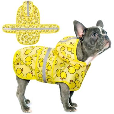 Imagem de Paiaite Capa de chuva para cães: Poncho com capuz, jaqueta impermeável durável com listras refletivas para segurança, ajuste ajustável com orifício de coleira conveniente, perfeito para cães pequenos