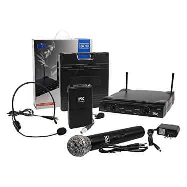 Imagem de Microfone Sem Fio Com Receptor e 1 Microfone Bastão e 1 Microfone de Headset/Lapela 668,70 618,00 Mhz