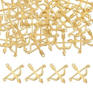 Imagem de CHGCRAFT 100 pingentes de arco e flecha, pingentes de arco e flecha, laço tibetano, coleção de berloques vintage para fazer joias, brincos, colar, pulseira, chaveiro, artesanato, ouro