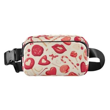 Imagem de CEBUGI Mini pochetes de caminhada para homens e mulheres, elementos do Dia dos Namorados, modernas, resistentes à água, com cinto ajustável para treino, viagem, corrida