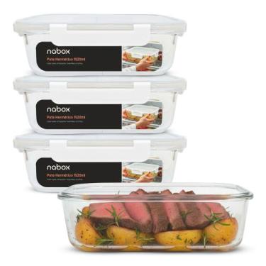 Imagem de 4 Potes Herméticos Vidro Travas Mais Firmes Premium 1520ml - U4HOME, B