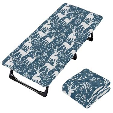 Imagem de Burbuja Lençol de berço de flocos de neve de veado para crianças, lençol de cochilo acolchoado portátil com faixa elástica para meninas e meninos, lavável na máquina, 63,5 x 127 cm