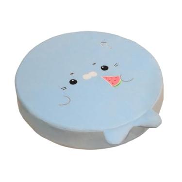 Imagem de WeiLaiKeQi Almofada de espuma viscoelástica para cadeira de cozinha, almofada confortável para pufe de chão, redonda charmosa para sala de estar e cerimônia do, Azul