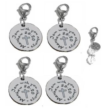 Imagem de Conjunto de 4 pingentes de encaixe, construa sua própria pulseira, bolsa, bolsa, mensagem, inspirador, chaveiro, puxador com zíper, joias, Metal, metal