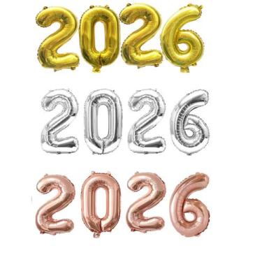 Imagem de Balão 2026 40 cm Ano Novo Reveillon Dourado Prata ou Rosê - Festas & D
