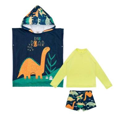 Imagem de Poncho Atoalhado + Conjunto Menino Proteção Solar Uv Praia - Fofotinho