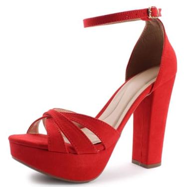 Imagem de Sandália Re&Ton Meia Pata Salto Grosso Alto Feminina MP32 (Vermelho, BR, Adulto, Numérico, 33)