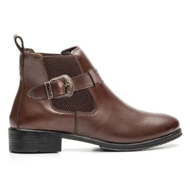 Imagem de Bota Feminina Chelsea, Couro Nobre Látego, Salto Baixo 3cm, com Fivela (Café, BR, BR, Adulto, Numérico, 39)