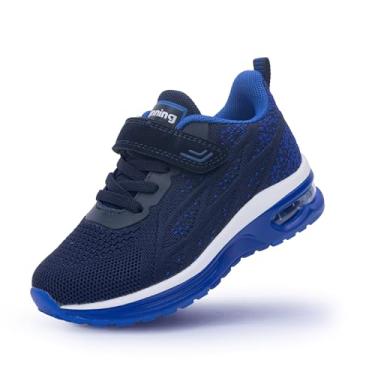 Imagem de AiEles Tênis infantil para meninos e meninas, tênis, corrida, atlético, respirável, esportivo, academia, caminhada, Azul-escuro, 13 Little Kid