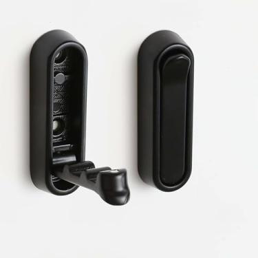 Imagem de Pacote com 2 ganchos de parede dobráveis, ganchos invisíveis dobráveis de metal para entrada, banheiro, quarto, cozinha, gancho retrátil para pendurar sacos, toalhas, chapéus, casacos (preto)