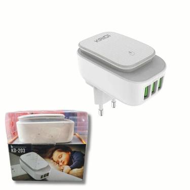 Imagem de Carregador 3Usb Auto-Id Com Lâmpada Led Kd-203 - Kaidi