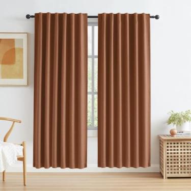 Imagem de Cortinas Blackout KEQIAOSUOCAI Rust Terracotta Linen 200x203cm