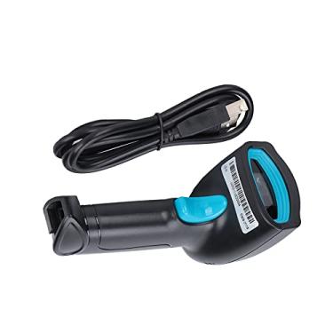 Imagem de KIMISS Leitor de Código de Barras Portátil de 360° - Leitor de Código QR Sem Fio à Prova d'água e à Prova de Poeira Com Conexão USB para Indústrias Automatizadas (Preto Azul)