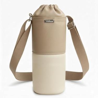 Imagem de Bolsa Térmica (BEGE COM MARFIM) RAMIERE para Garrafa de 1 LITRO em Couro Sintético - Coleção Cores VERÃO 2026