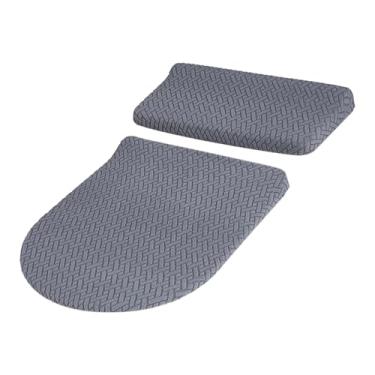 Imagem de Fxzqgnh Conjunto de Capa Protetora Extensível para Assento Sanitário E Caixa de Descarga, Capa Protetora Ao Desgaste para Vasos Sanitários, Cinza Escuro