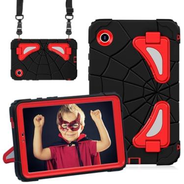 Imagem de DreamerX Capa para Samsung Galaxy Tab A9 2023 de 8,7 polegadas (SM-X110/X115/X117), capa protetora de silicone resistente à prova de choque fofa Kawaii, para crianças, meninos, com alça de ombro de