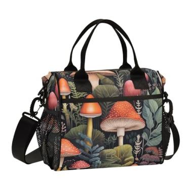 Imagem de GAIGEO Lancheira colorida com isolamento de cogumelos e samambaias para adultos, lancheira feminina isolada, lancheira escolar, P