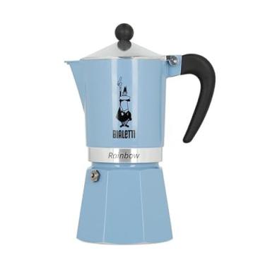 Imagem de Bialetti Arco-íris Moka Pot – Máquina de café expresso com 6 xícaras com válvula de segurança – Coleção Primavera Azul – Cafeteira italiana com fogão