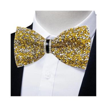Imagem de Gravata Borboleta Masculina Pré-amarrada Com Strass E Diamantes Para C