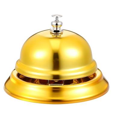 Imagem de TOYANDONA Campainha de Mesa Metálica Dourada, Portátil, Com 8,4 Cm de Diâmetro, Ideal para Hotéis, Restaurantes, Recepções de Escritórios, Hospitais, Armazéns E Como Adereço para Jogos de