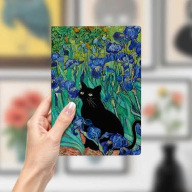 Imagem de Caderno de couro de gato, caderno A5 para anotações de escritório, agenda de 21 x 14,7 cm, agenda, diário de viagem, coisas de gato, presentes para amantes de gatos 34