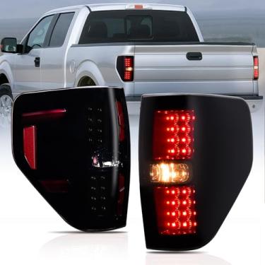 Imagem de Nilight Conjunto de lanterna traseira compatível com Ford F150 2009 2010 2011 2012 2013 2014 tipo incandescente Styleside Upgrade luzes traseiras de LED; Lâmpadas de freio traseiro, lente fumê