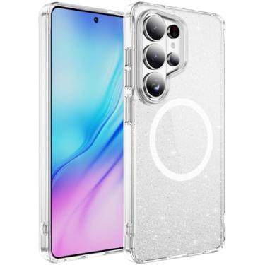 Imagem de Asdsinfor Capa transparente para Galaxy S24 Ultra com efeito de pó de glitter, parte traseira acrílica, bordas macias, antiarranhões, proteção à prova de choque, minimalista, durável, capa para