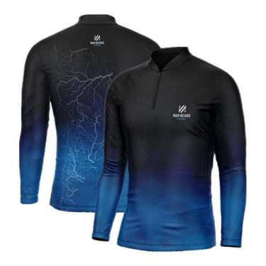 Imagem de Camiseta Pesca Esportiva Mar Negro Proteção Solar UV Masculina Combat 