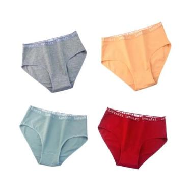 Imagem de Calcinhas De Algodão plus Size Para Mulheres, 4 Peças/Conjunto, Cintur