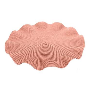 Imagem de Lugar Americano Babado De Poliester Rosa 38cm Para Prato Comida Copo -