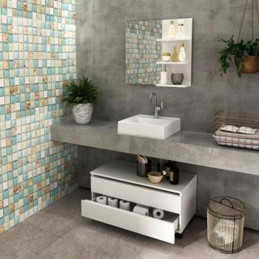 Imagem de Conjunto de Banheiro com Balcão Gabinete com 2 Gavetas e Espelho Suspe