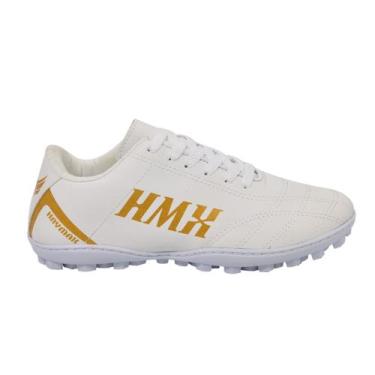Imagem de Chuteira Society Premium Original HMX Haymax, 35, Branco, Dourado